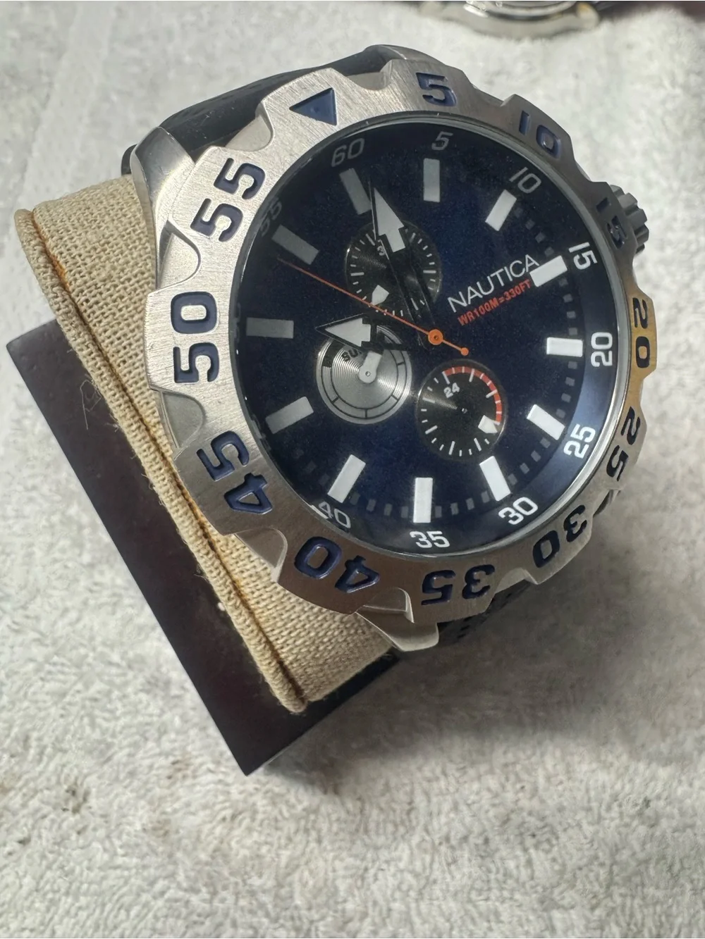 Nautica Men's Navy Dial Chronograph Watch with Black Strap